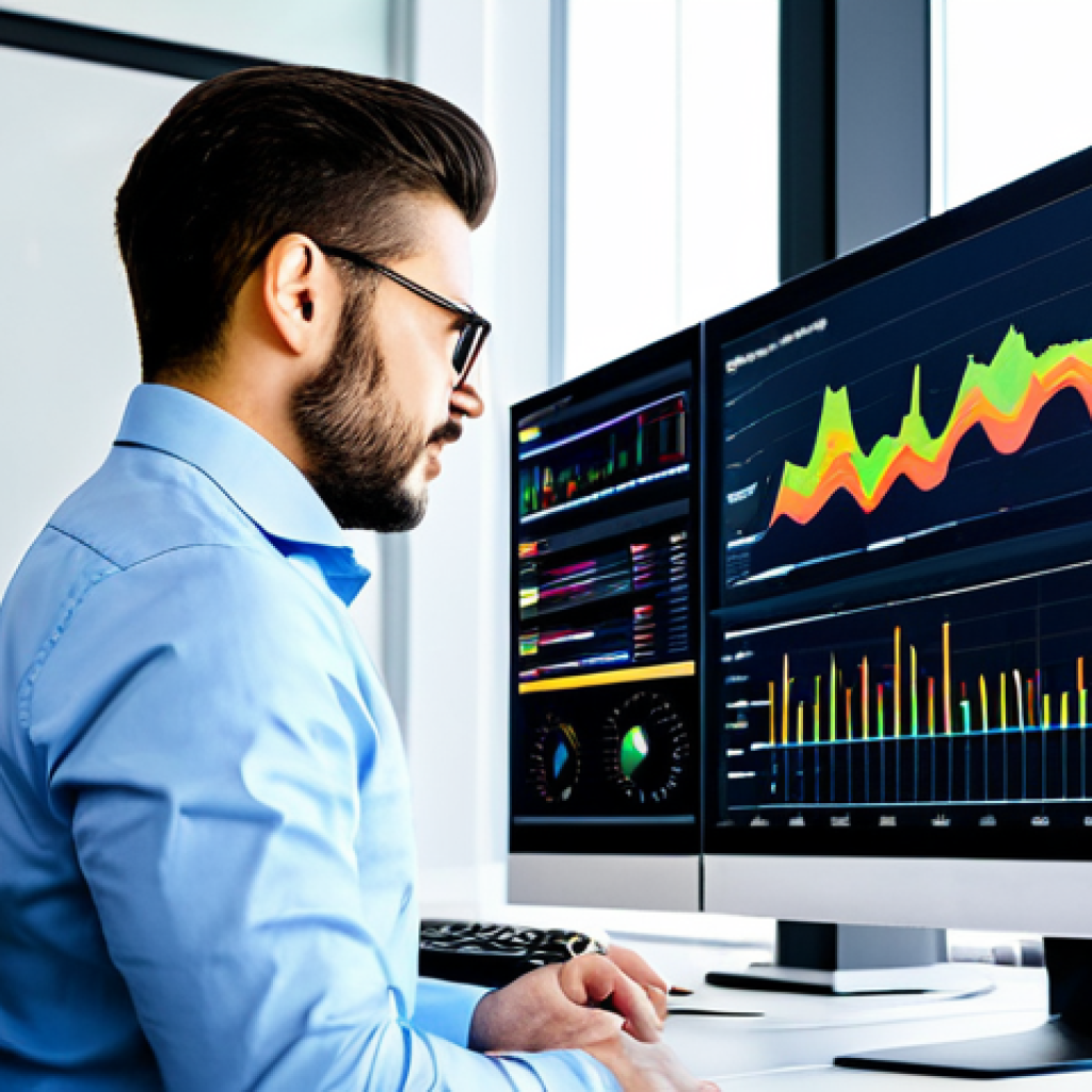 Data Visualization Dashboard**

"A professional data analyst working at a modern office, reviewing an interactive dashboard on a large monitor, displaying colorful charts and graphs, fully clothed, appropriate attire, safe for work, perfect anatomy, natural proportions, professional photography, bright lighting, demonstrating data insights."

**