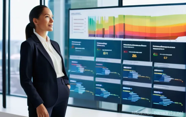 비즈니스 애널리스트 실무 팁 - **"Data Storyteller in Action"**
    A diverse female business analyst in her early 30s, dressed in ...