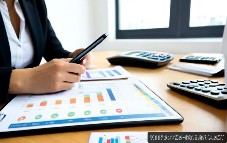 Home 17 비즈니스 애널리스트 업무 분석 방법 - Photorealistic business analyst at a modern American office desk, carefully comparing printed financ...